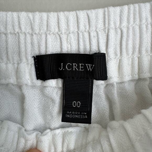 J. Crew Women's Linen Pants Size 00 White Pull-On Elastic Waist Beachy Coastal - Picture 3 of 14